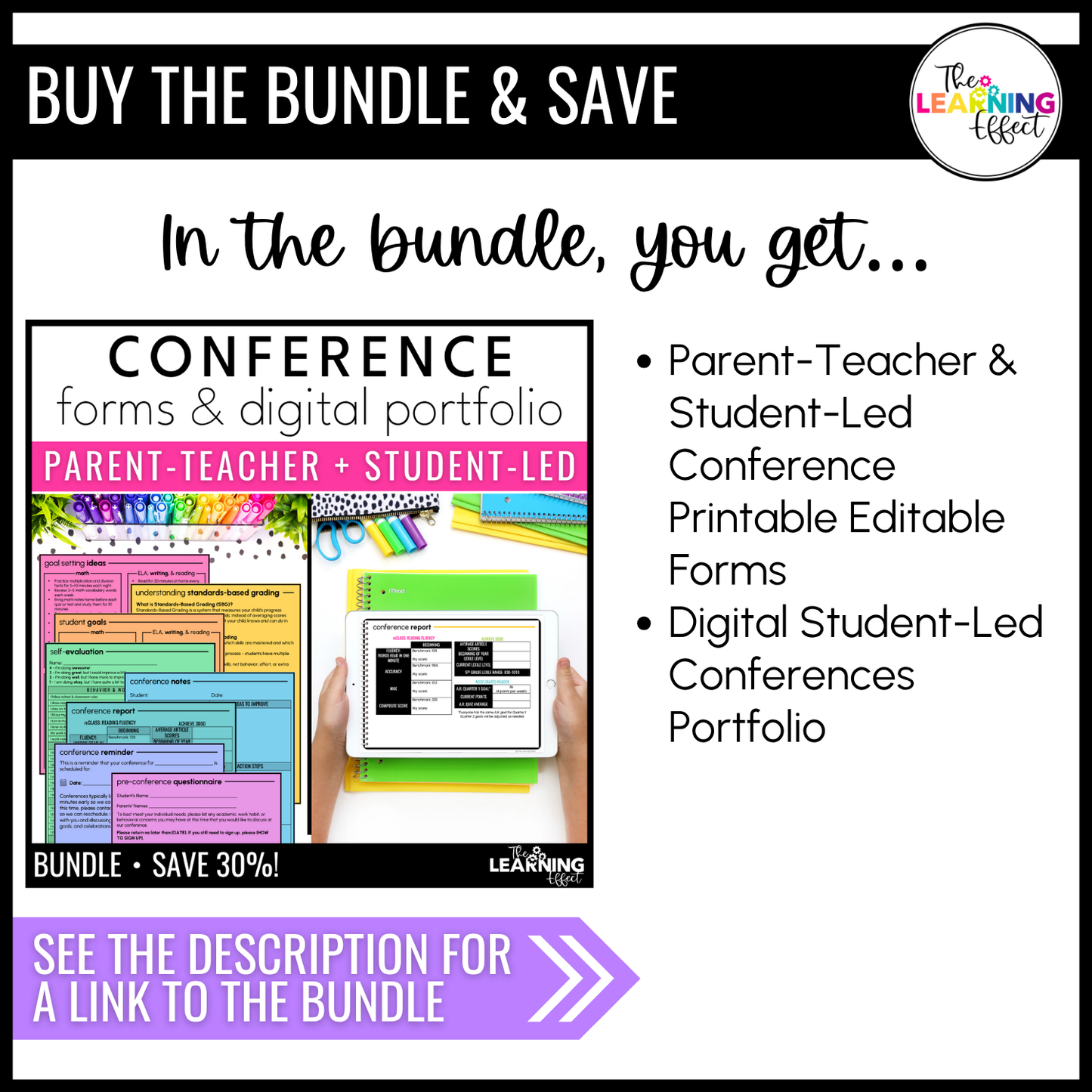 Parent Teacher Conference Forms | Student Led Conferences | Editable Templates