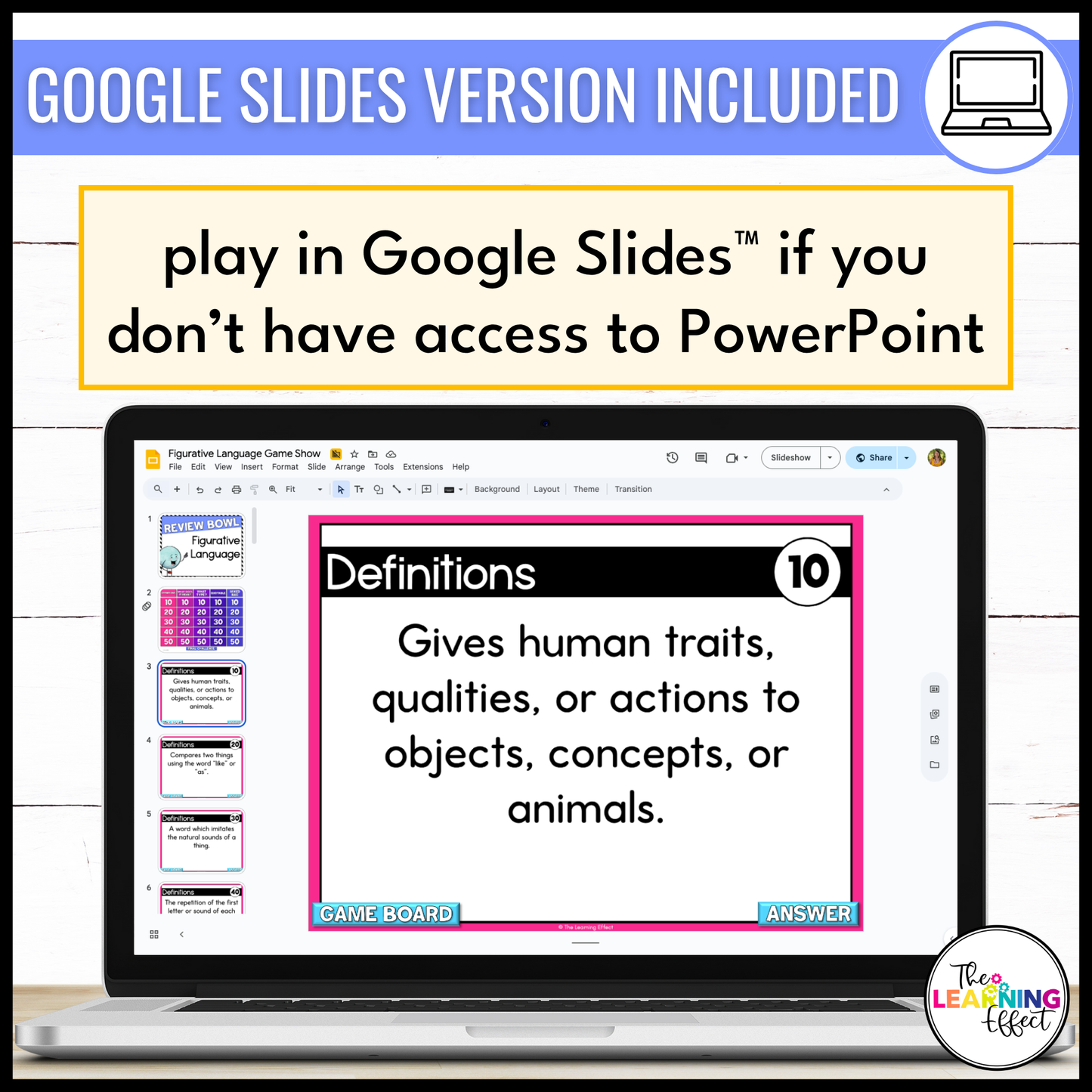 Figurative Language Game Show | ELA Review Test Prep Activity | Editable