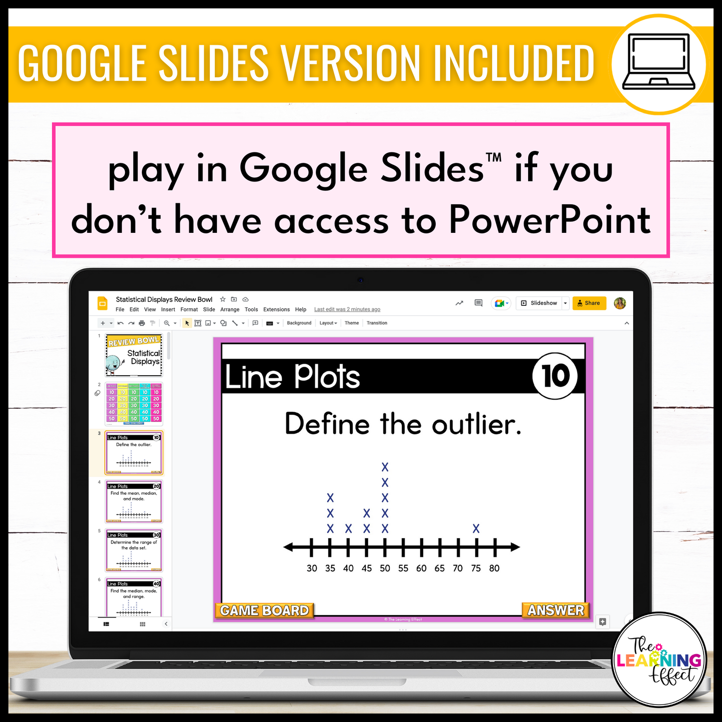 Statistical Displays Game Show | 6th Grade Statistics Math Review Activity