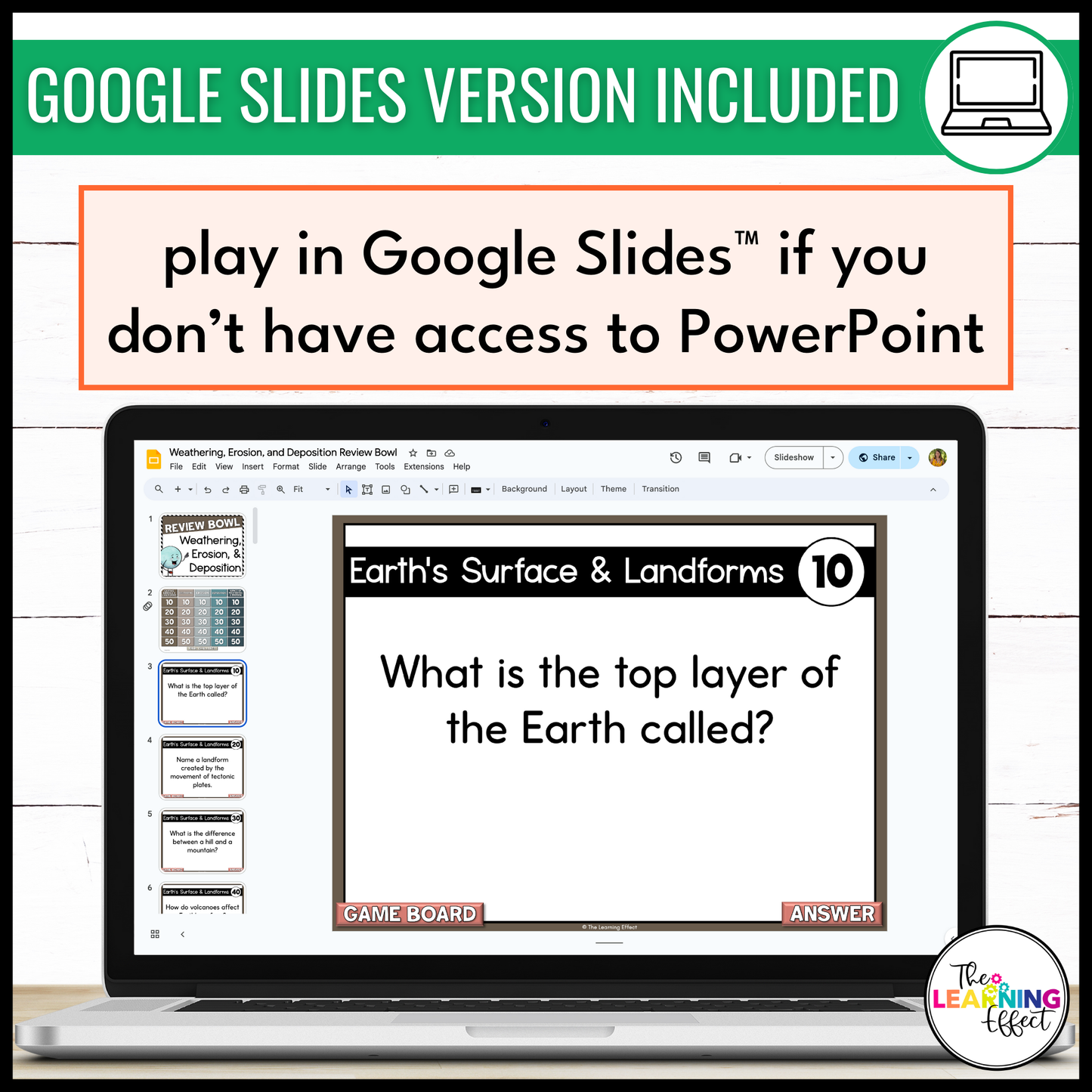 Weathering, Erosion, and Deposition Game Show | Science Review Test Prep Activity
