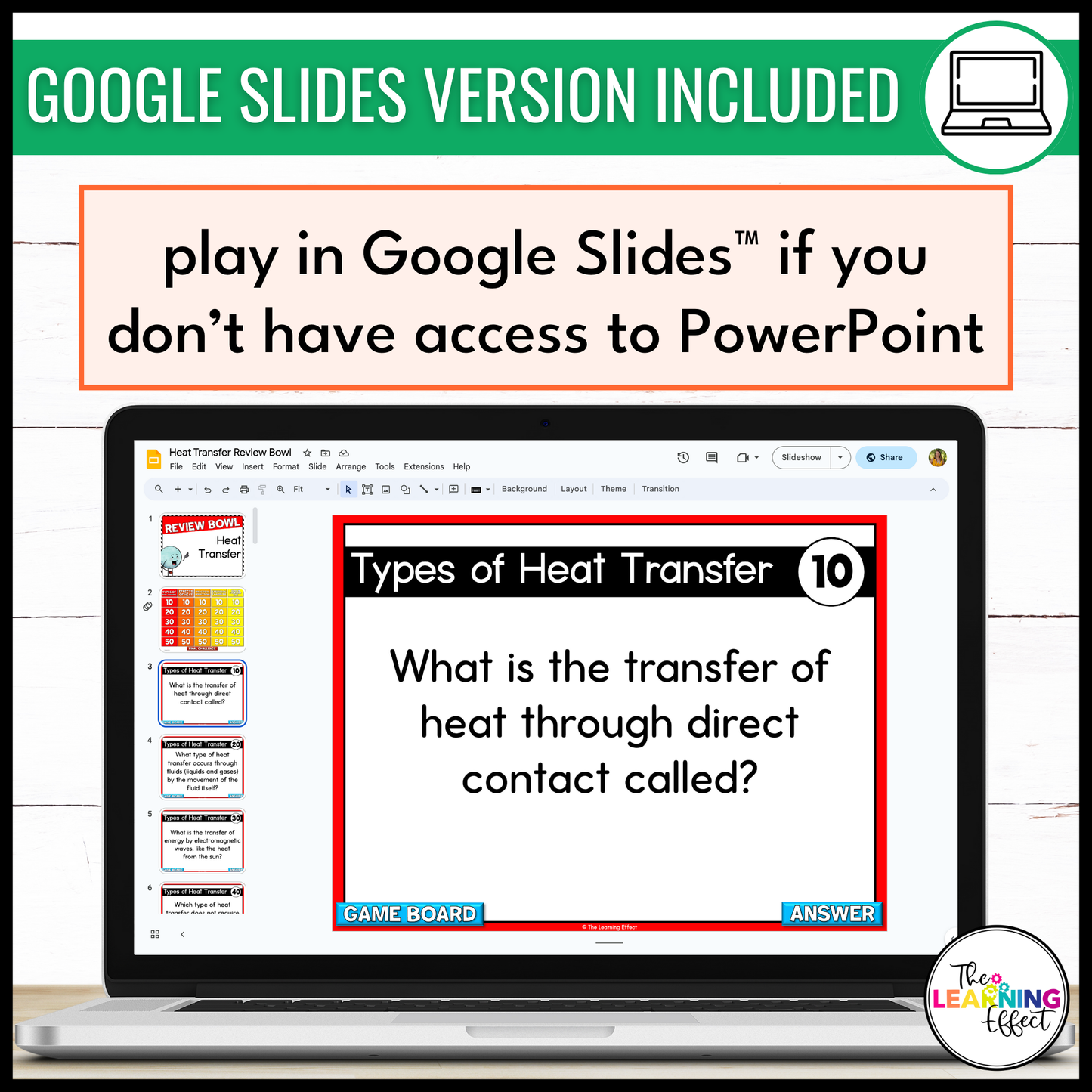 Heat Transfer Game Show | Science Review Test Prep Activity
