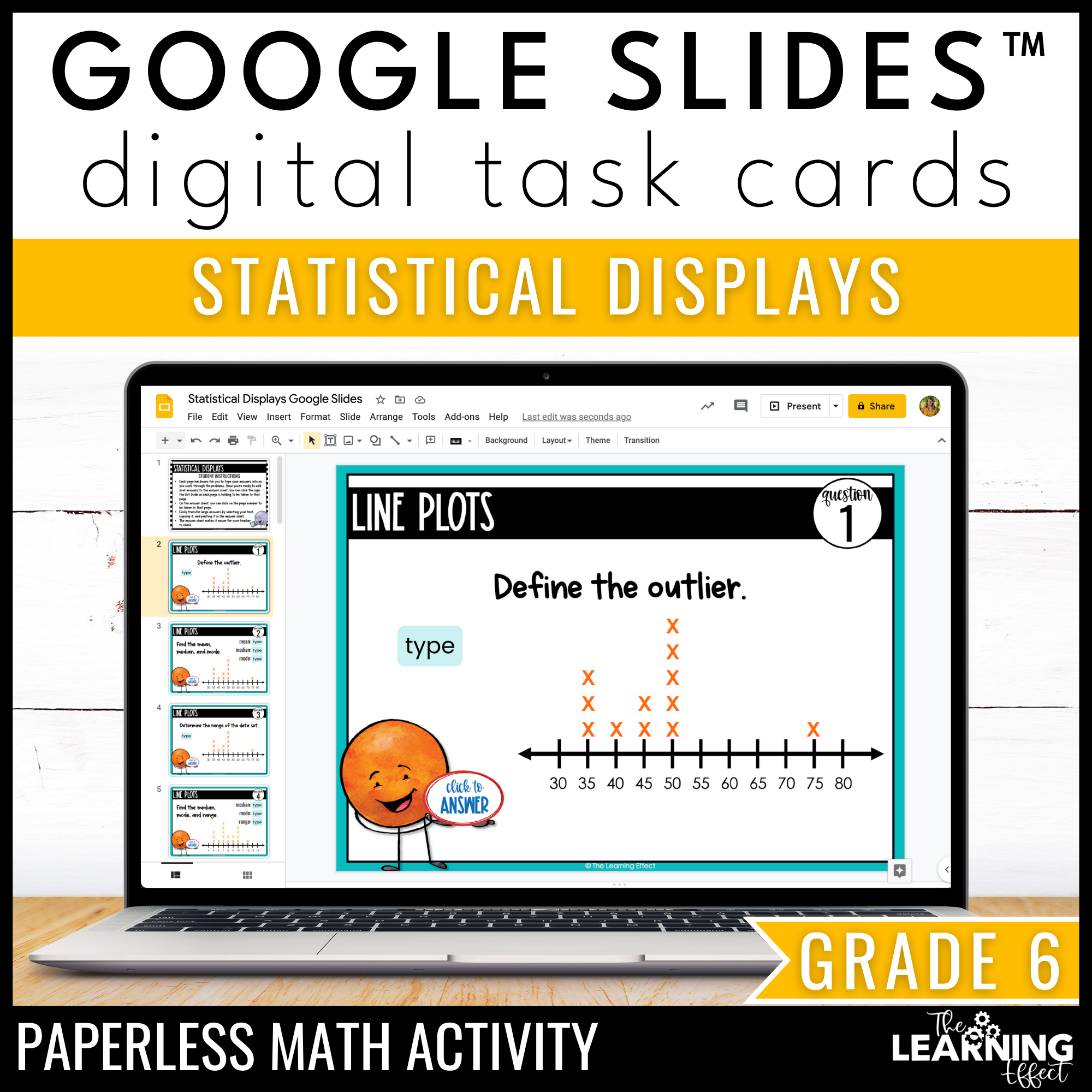 Statistical Displays Google Slides Digital Task Cards | 6th Grade – The ...