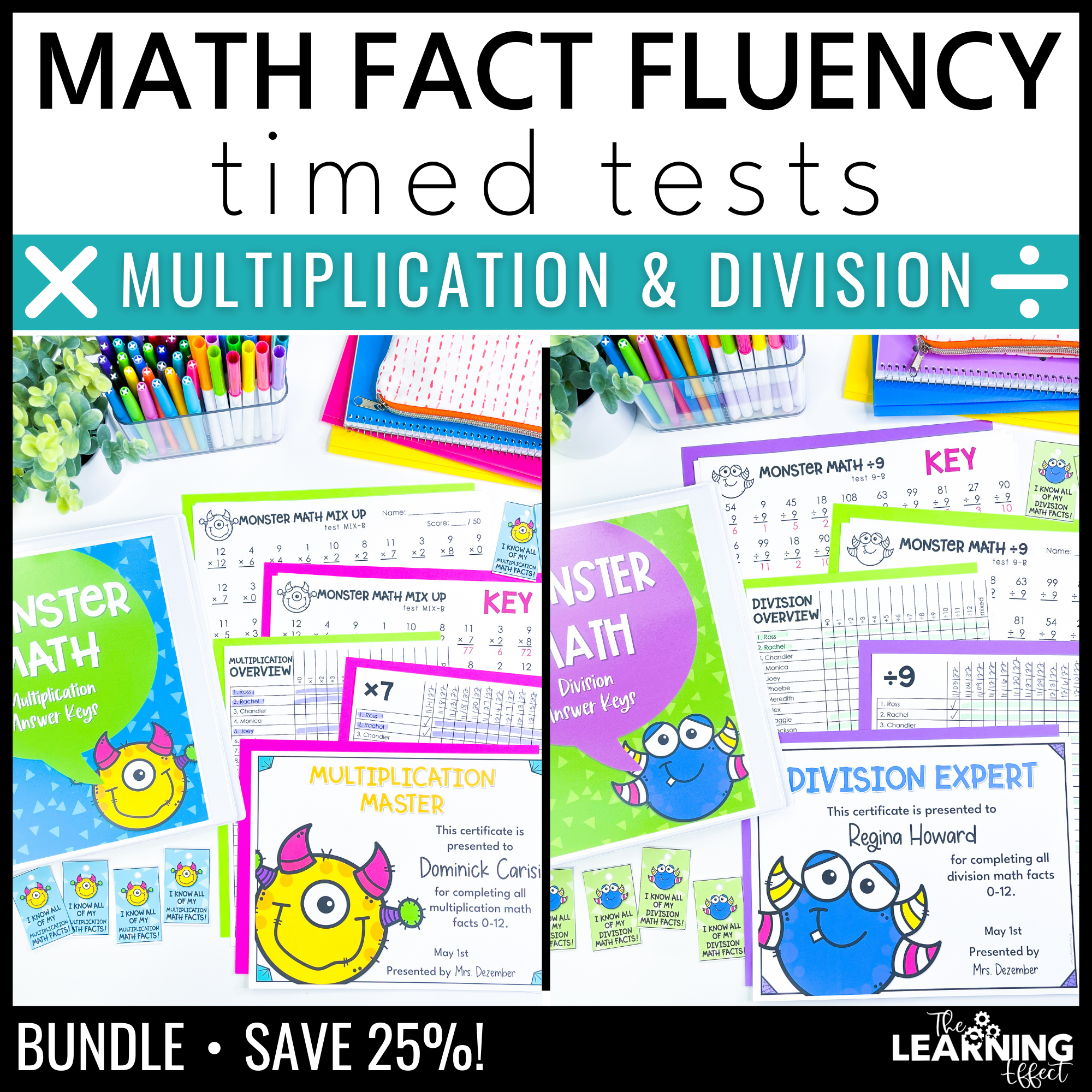 Math Fact Fluency Multiplication and Division Timed Tests Bundle – The ...