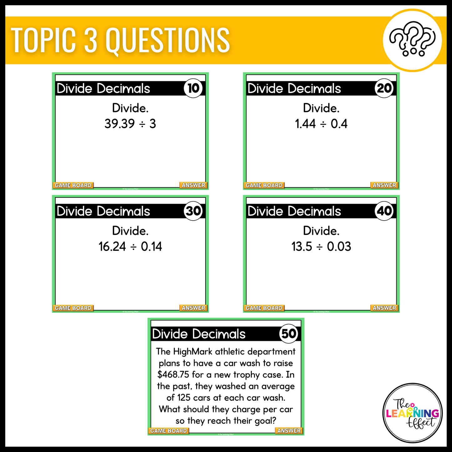 Decimal Operations and Division Game Show | 6th Grade Math Test Prep Activity | FREE