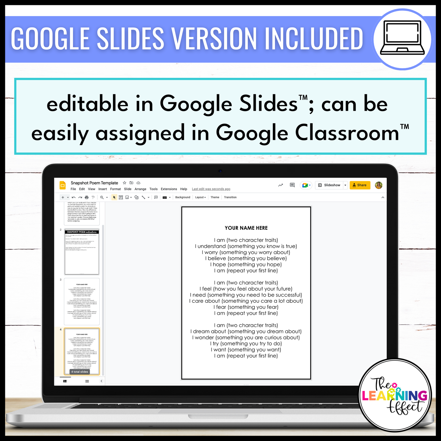 Student Snapshot Poem | All About Me Activity | End of the Year or Back to School