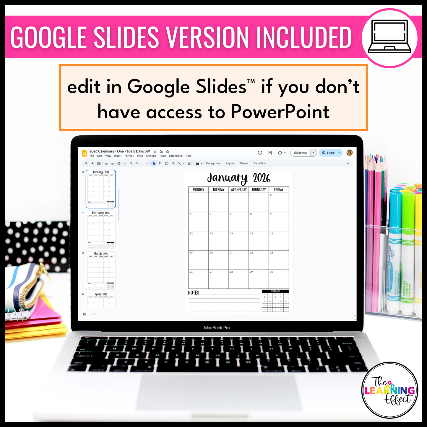 Editable Monthly Calendar Templates 2026 - 2030 | Print and Digital | Black and White