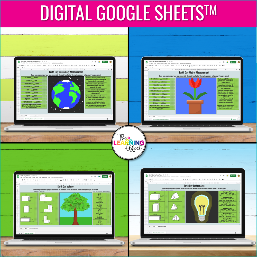 Earth Day Math Activities Digital Pixel Art | Measurement, Volume, Surface Area