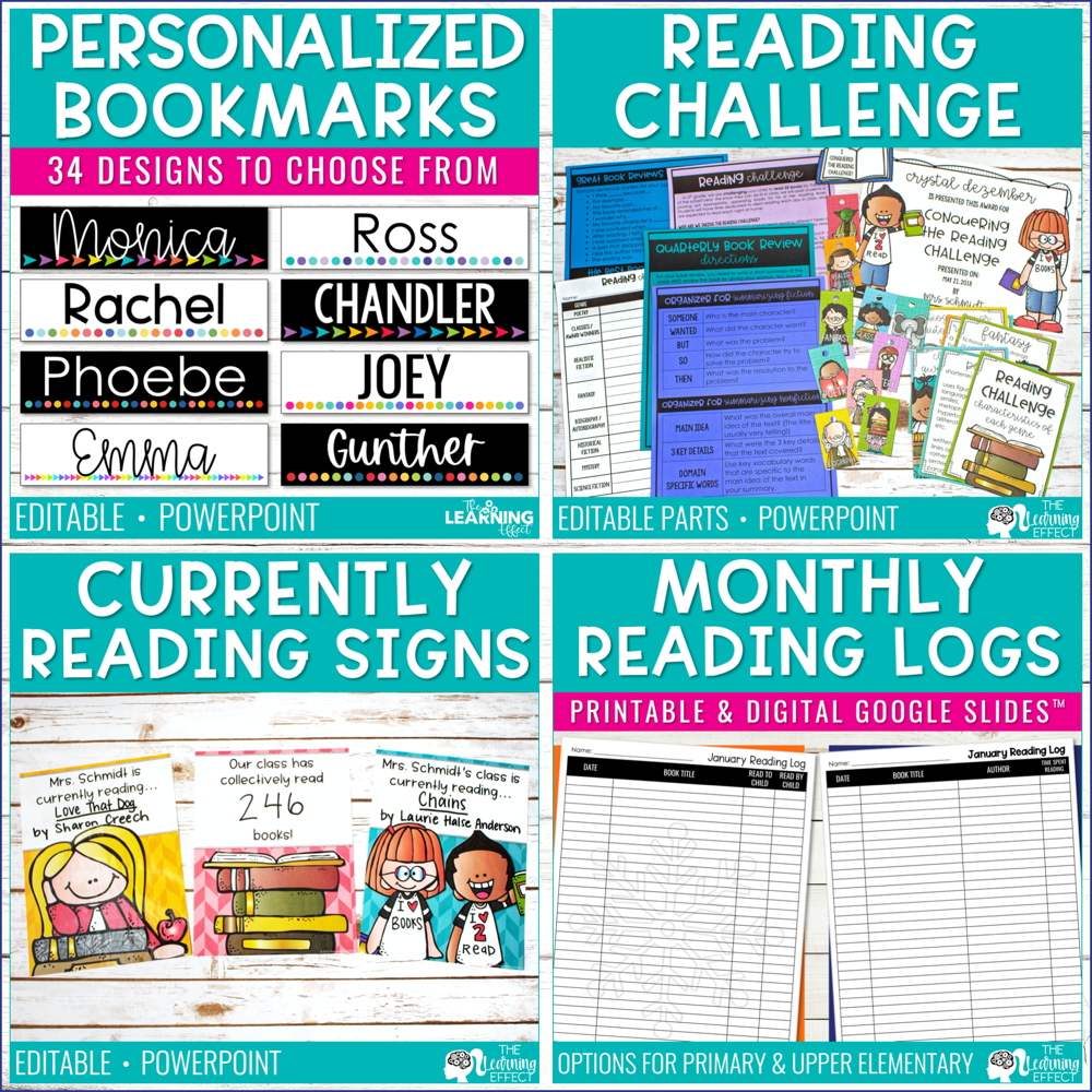 Reading Resources BUNDLE | Bookmarks, Posters, Reading Challenge, Logs