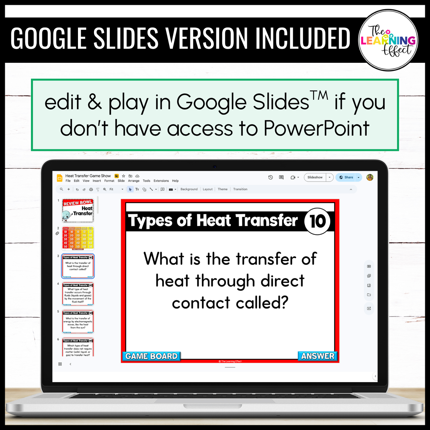 Heat Transfer Game Show | Science Review Test Prep Activity
