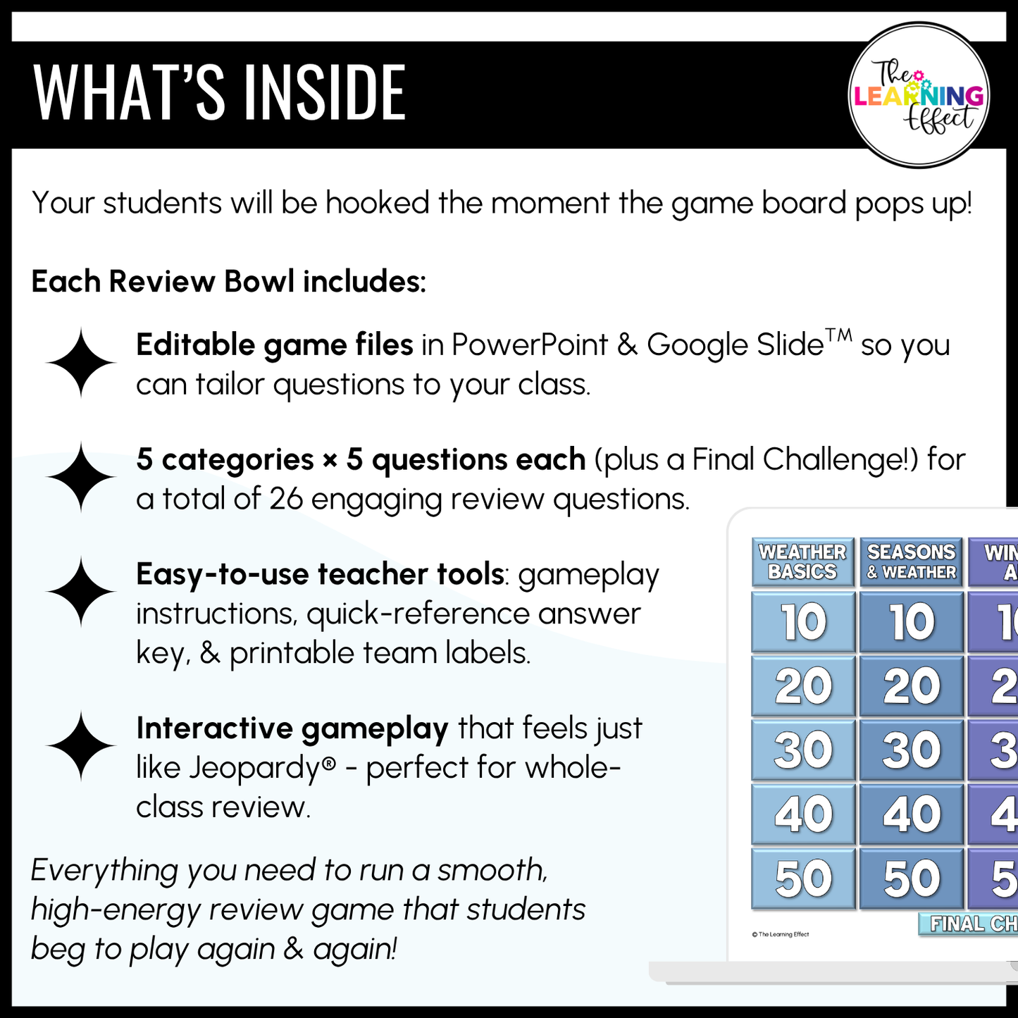 Weather Game Show | Science Review Test Prep Activity