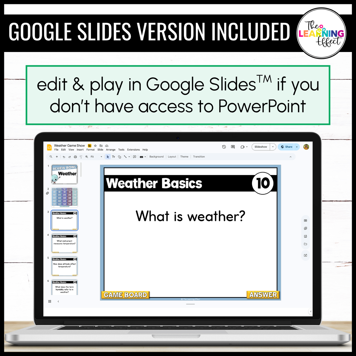 Weather Game Show | Science Review Test Prep Activity