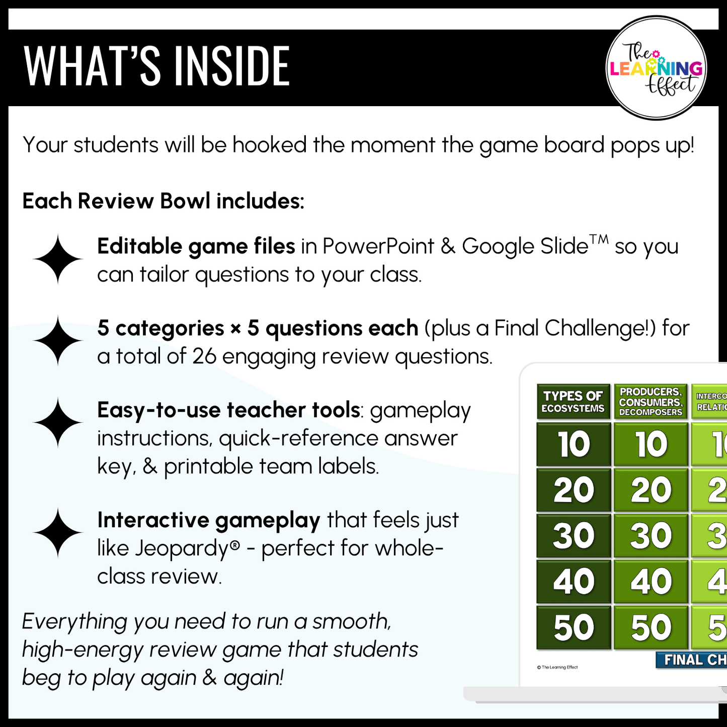 Ecosystems Biomes Game Show | Science Review Test Prep Activity