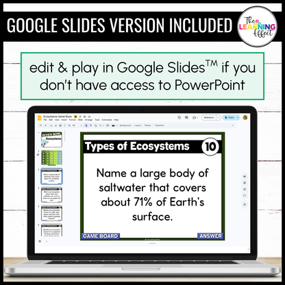 Ecosystems Biomes Game Show | Science Review Test Prep Activity