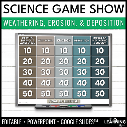 Weathering, Erosion, and Deposition Game Show | Science Review Test Prep Activity