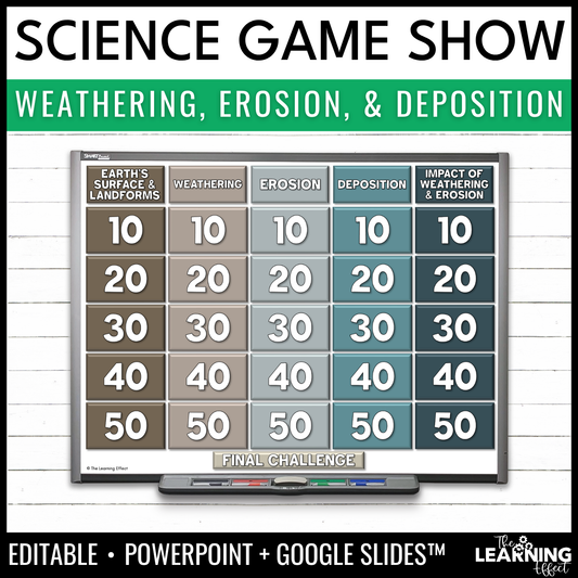 Weathering, Erosion, and Deposition Game Show | Science Review Test Prep Activity
