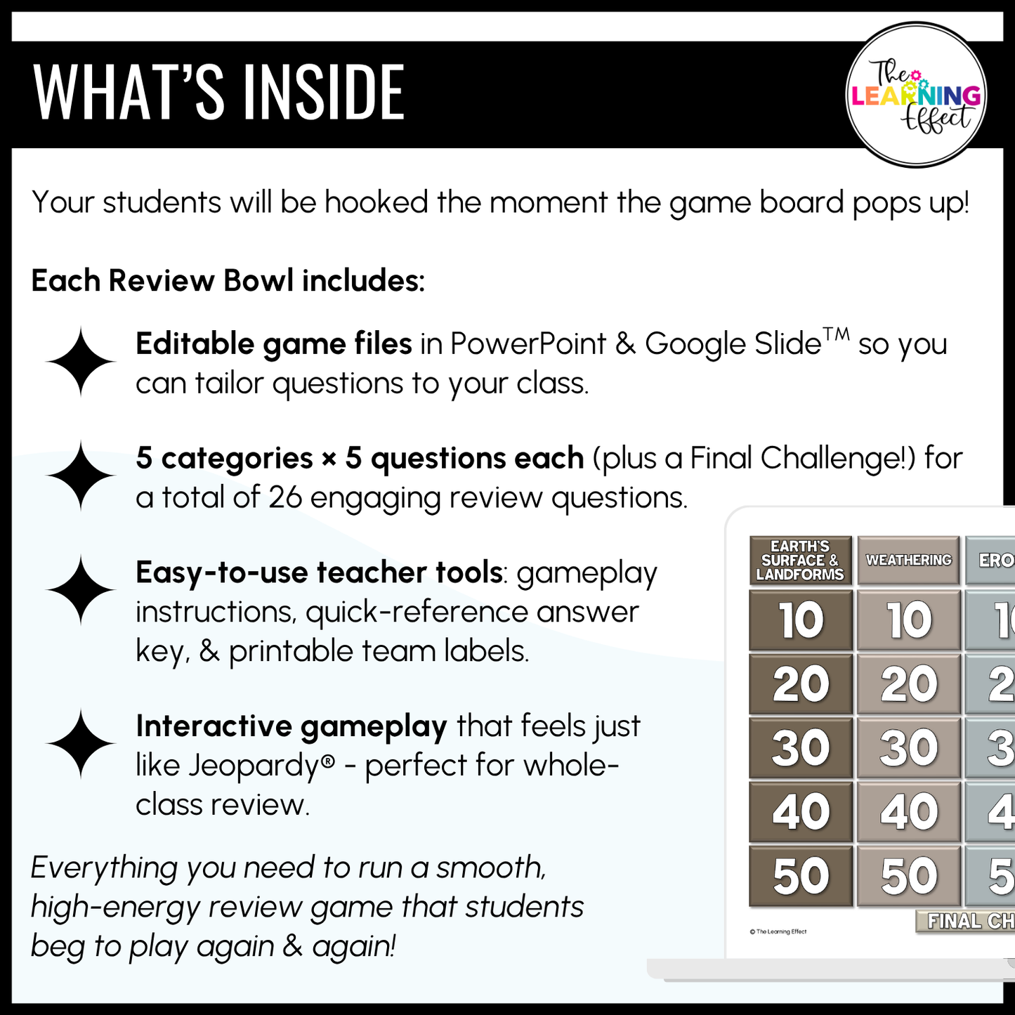Weathering, Erosion, and Deposition Game Show | Science Review Test Prep Activity