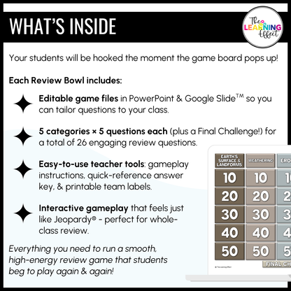 Weathering, Erosion, and Deposition Game Show | Science Review Test Prep Activity