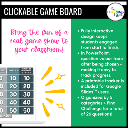 Weathering, Erosion, and Deposition Game Show | Science Review Test Prep Activity