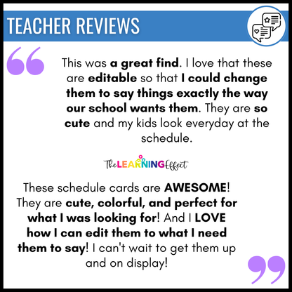 Visual Schedule Cards | Editable Daily Classroom Labels