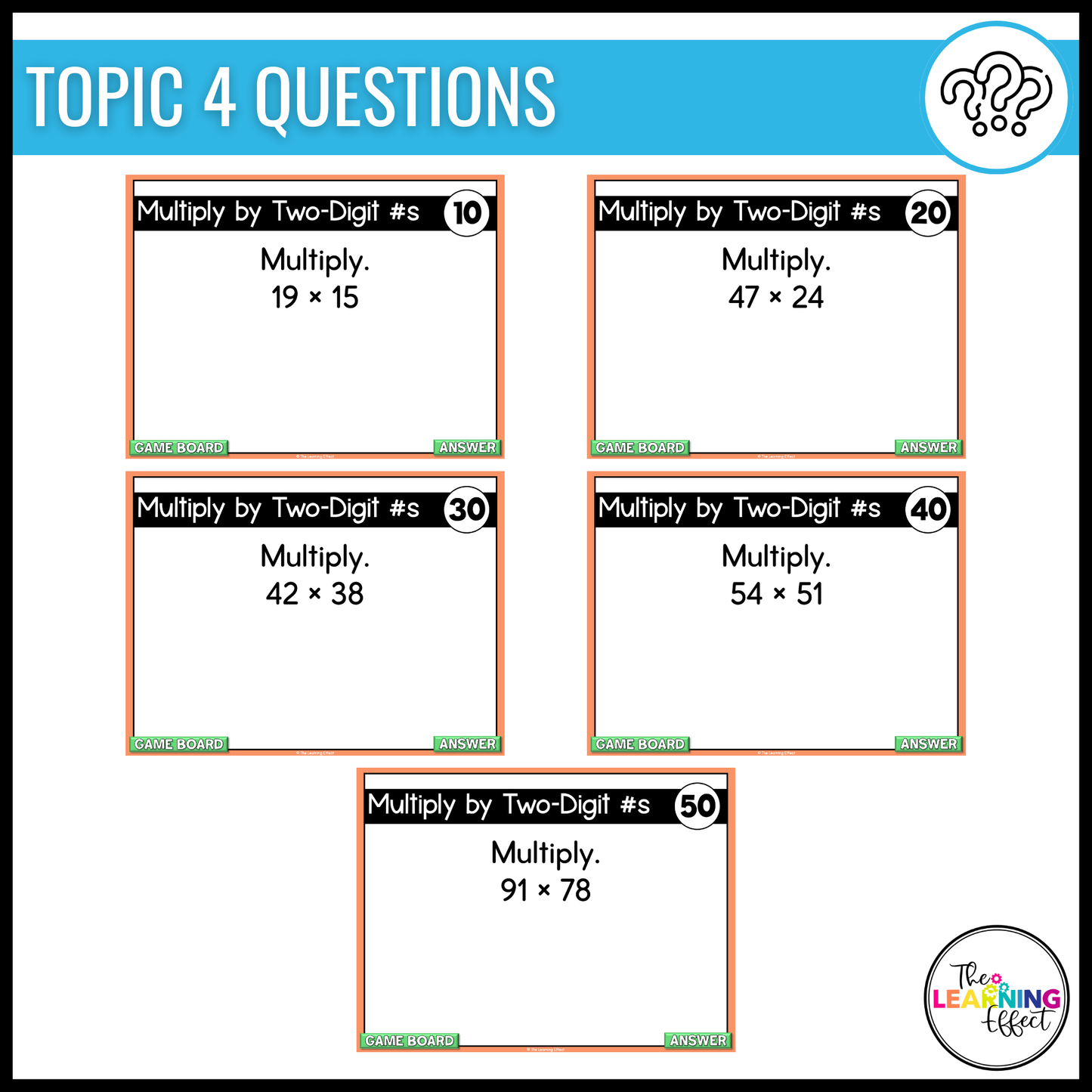 Multiply with Two-Digit Numbers Game Show | 4th Grade Multiplication Activity