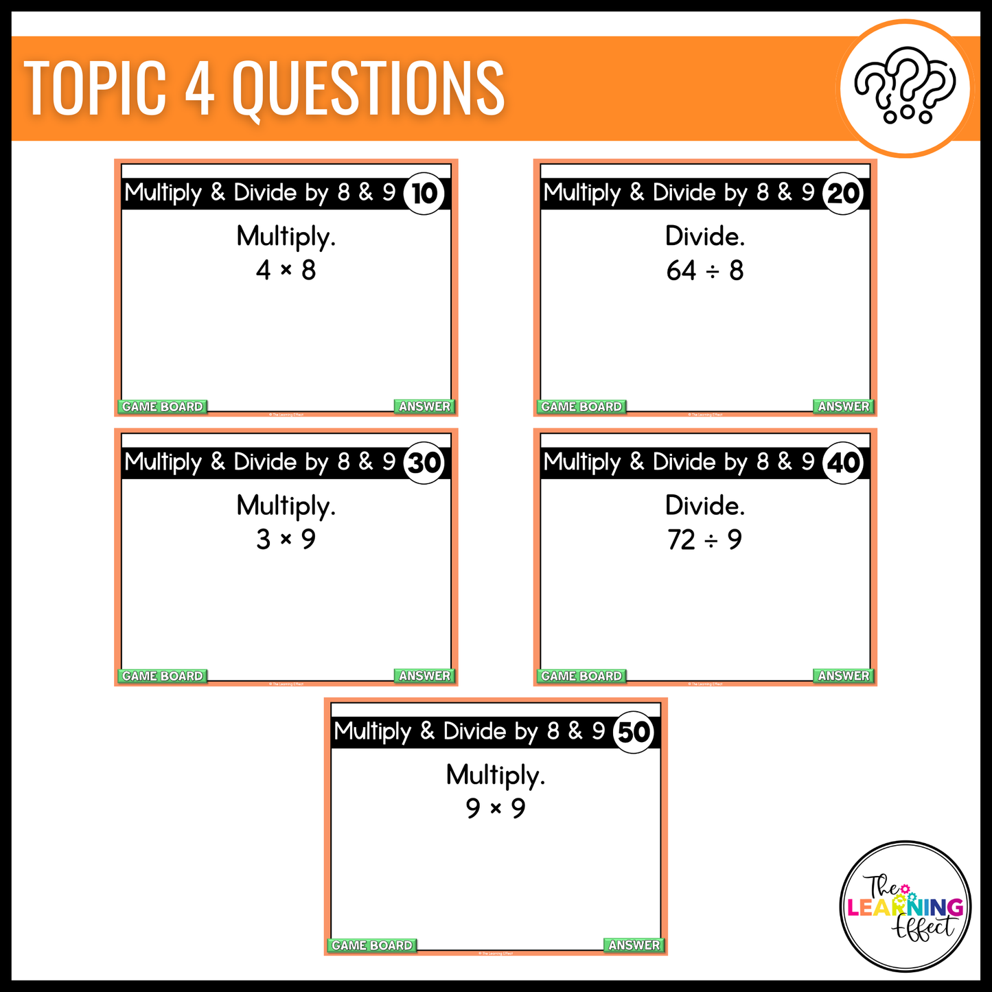 3rd Grade Math Spiral Review #2 Game Show | End of Year Test Prep Activity