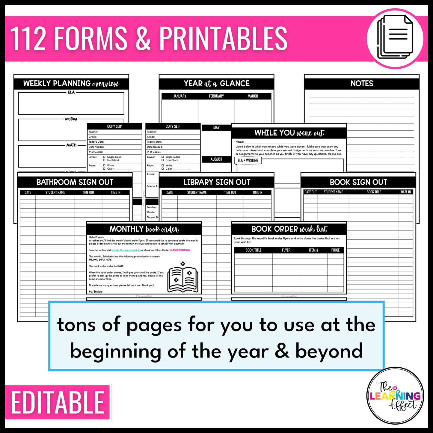 Back to School Forms | Editable Templates | Parent Information Packet