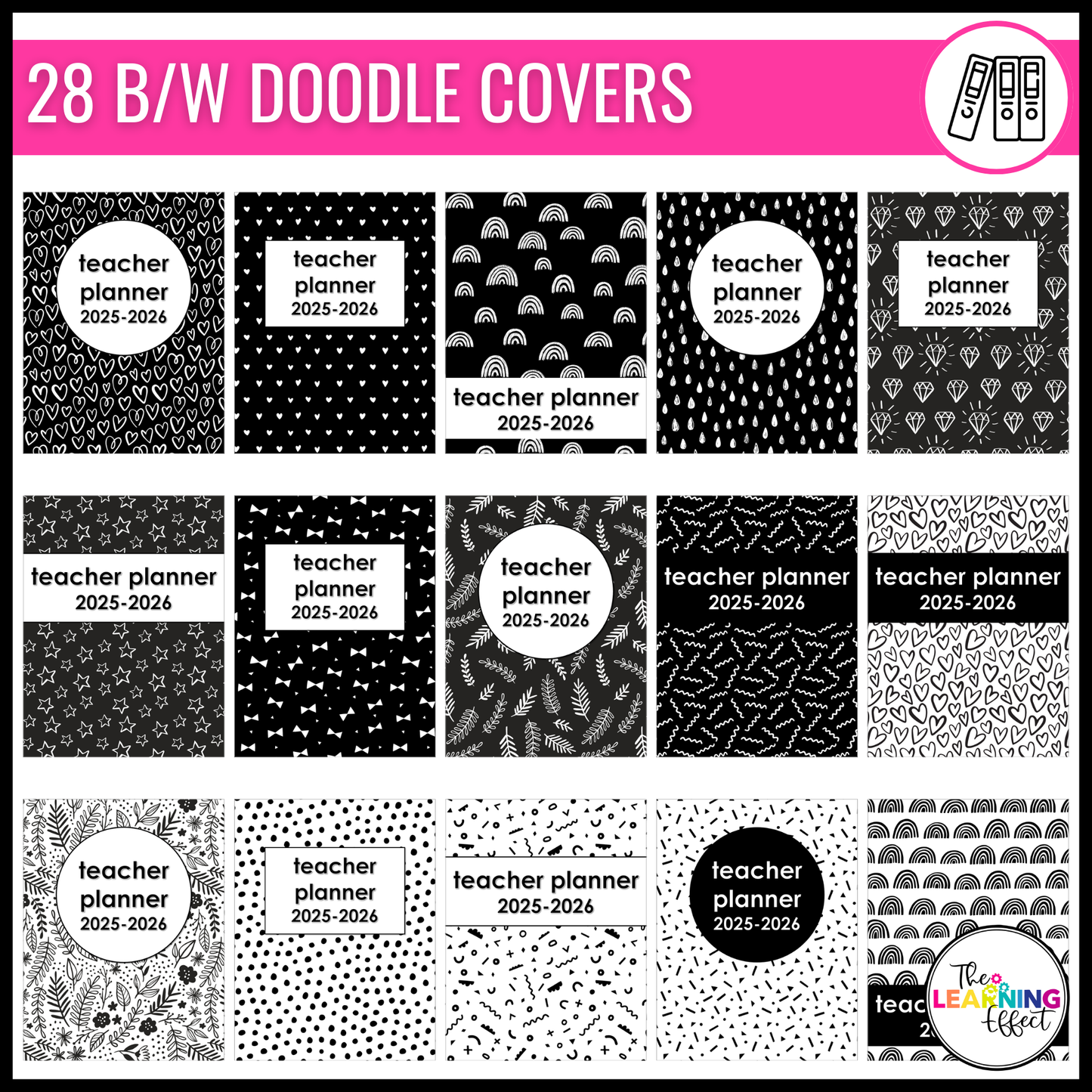 Editable Weekly Lesson Plan Templates 2026 | Teacher Planner | Black and White