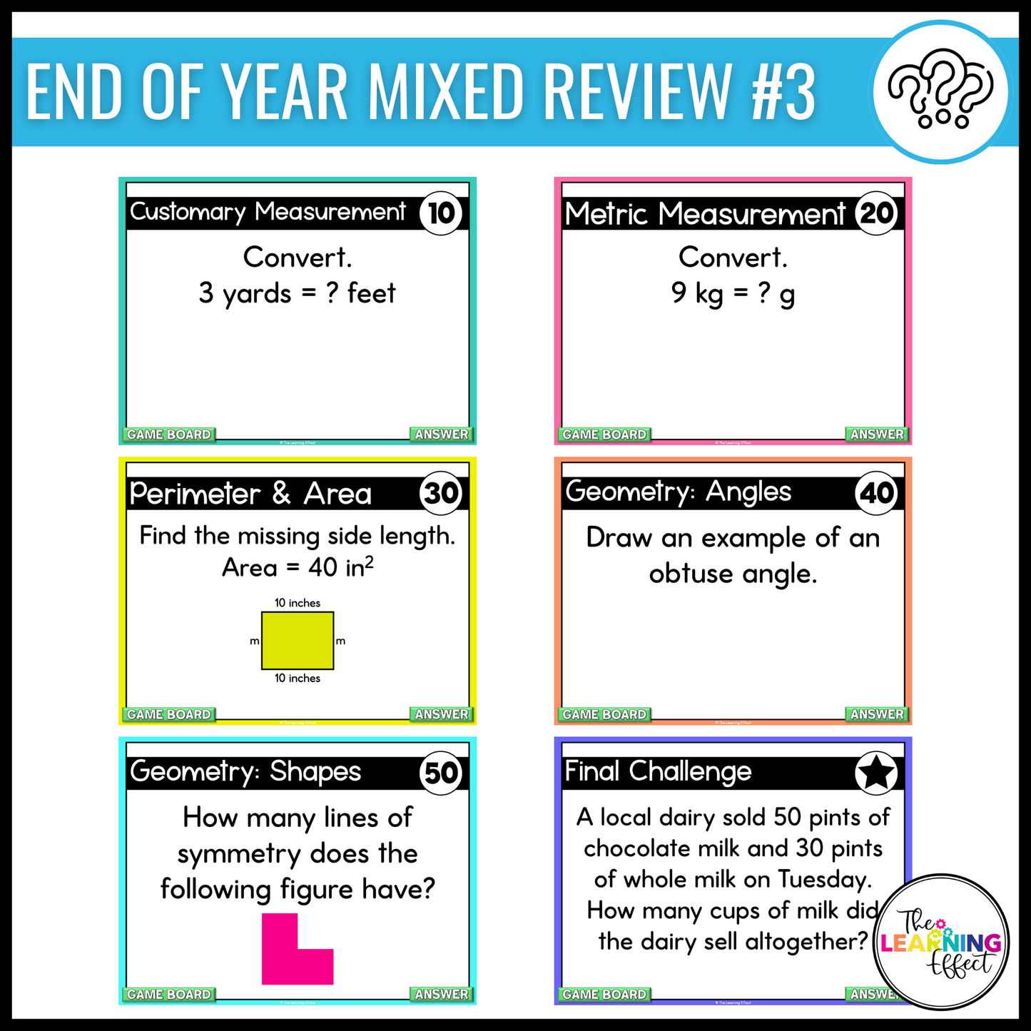 4th Grade Math Spiral Review #1-3 Game Shows BUNDLE | End of Year Test Prep Activities