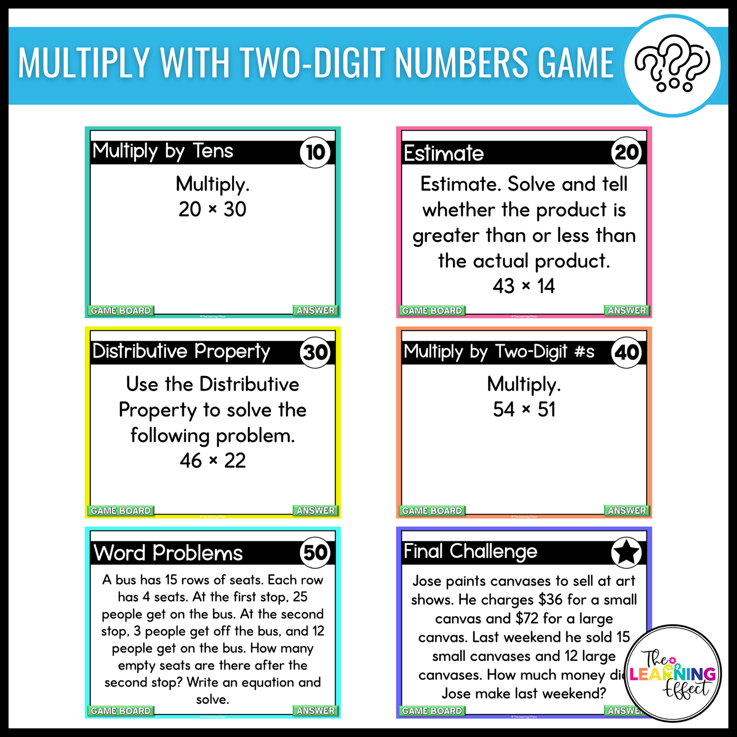 4th Grade Math Multiplication and Division Game Shows BUNDLE | Test Prep Review Activity