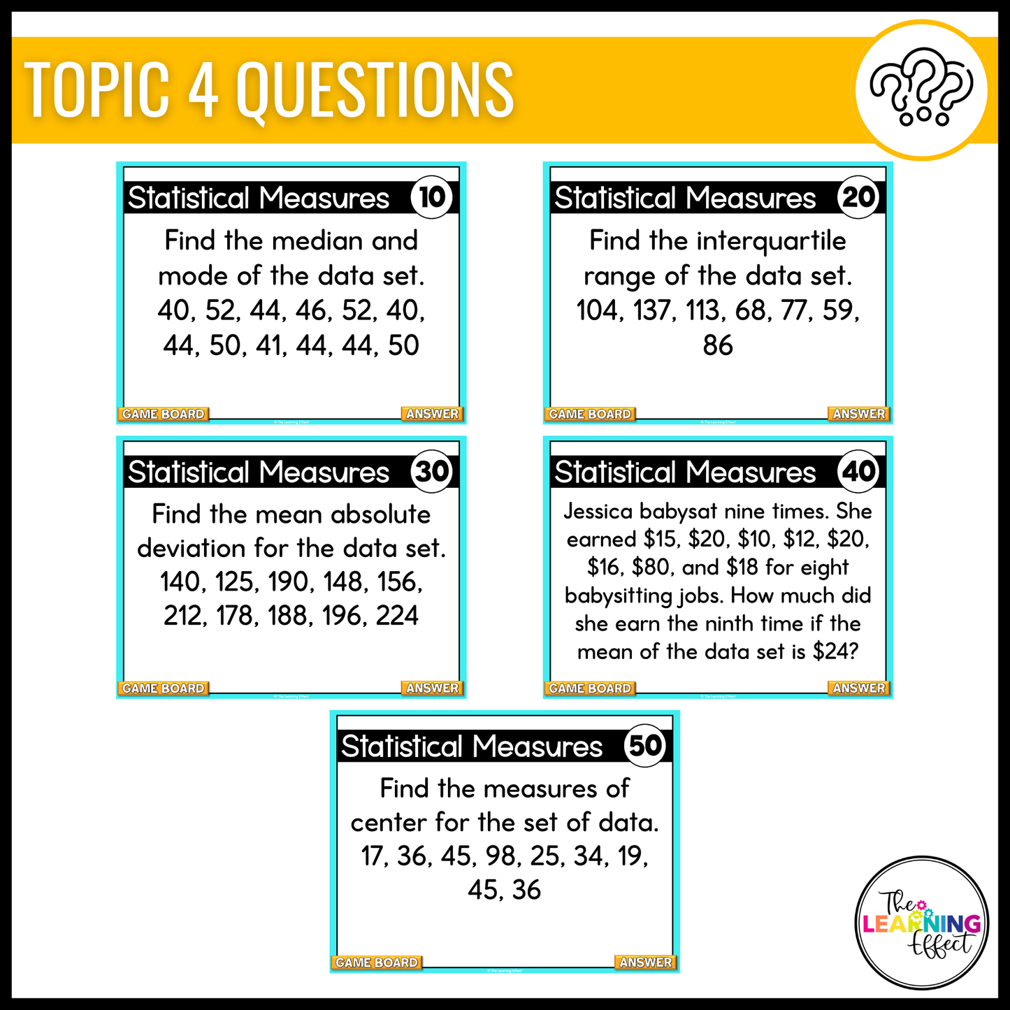 6th Grade Math Spiral Review #3 Game Show | End of Year Test Prep Activity