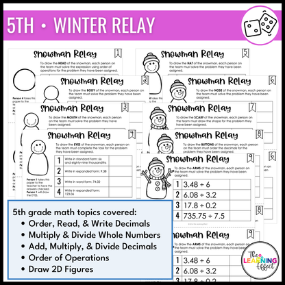 Math Review Relay Games BUNDLE for 4th and 5th Grades | No Prep Whole Class Activities