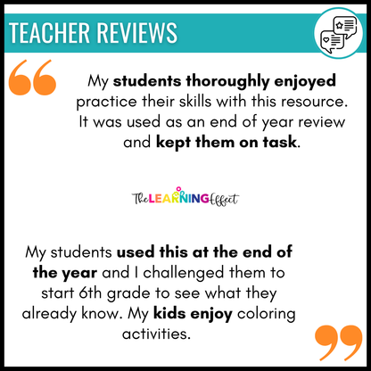 End of Year Math Review Activities Color by Number and Pixel Art BUNDLE