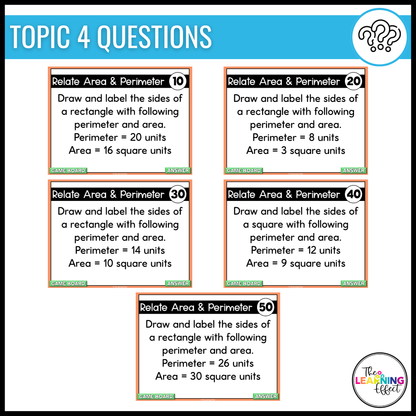 Area and Perimeter Game Show | 4th Grade Math Review Test Prep Activity