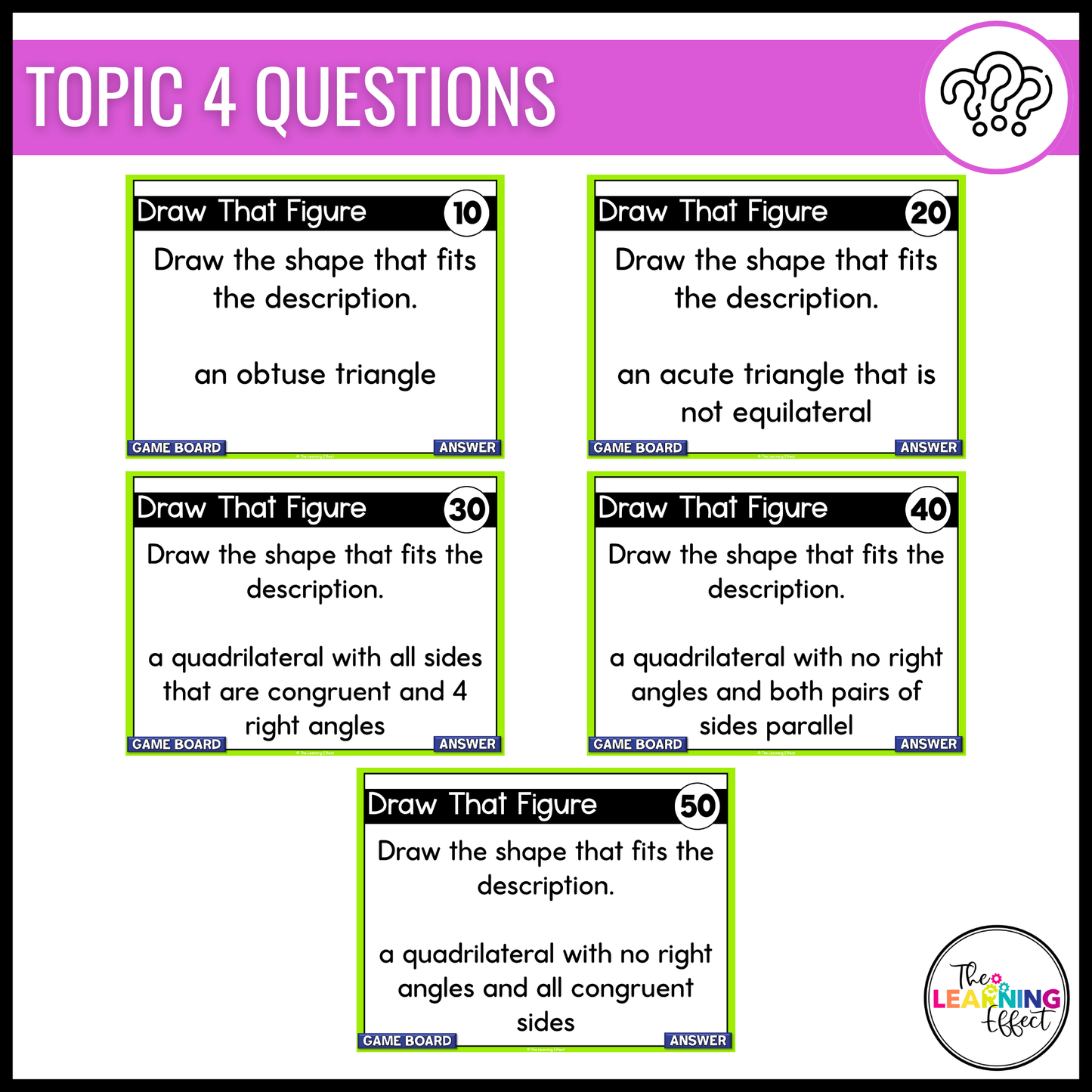 2D Shapes Geometry Game Show | 5th Grade Math Test Prep Activity