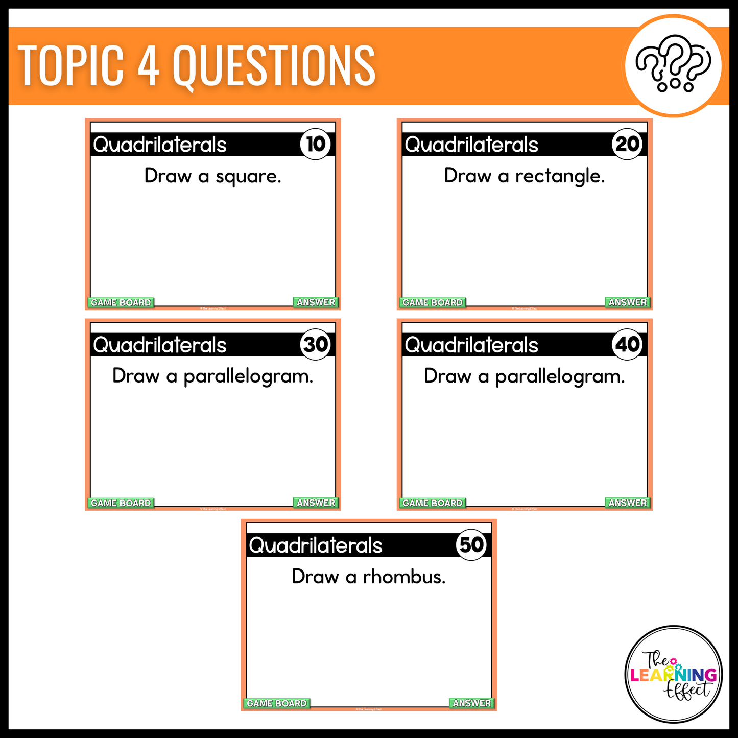 3rd Grade Math Spiral Review #3 Game Show | End of Year Test Prep Activity