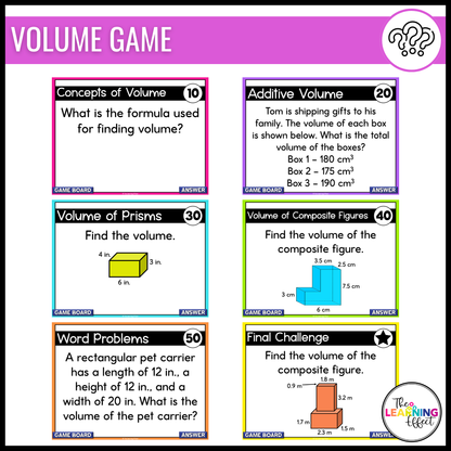 5th Grade Math Geometry and Measurement Game Shows | Test Prep Review Activities