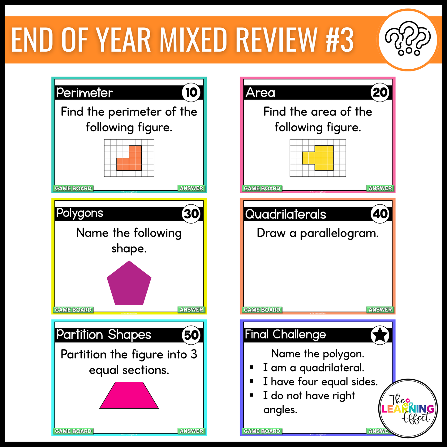 3rd Grade Math Spiral Review #1-3 Game Shows BUNDLE | End of Year Test Prep Activities