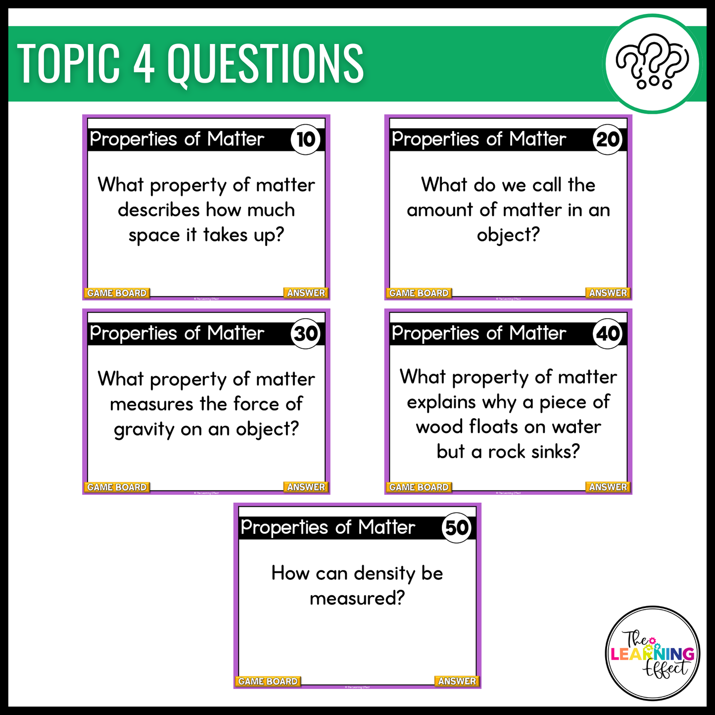 Matter Game Show | Science Review Test Prep Activity