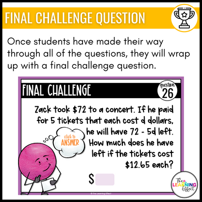 Expressions Google Slides | 6th Grade Math Digital Task Cards Activity