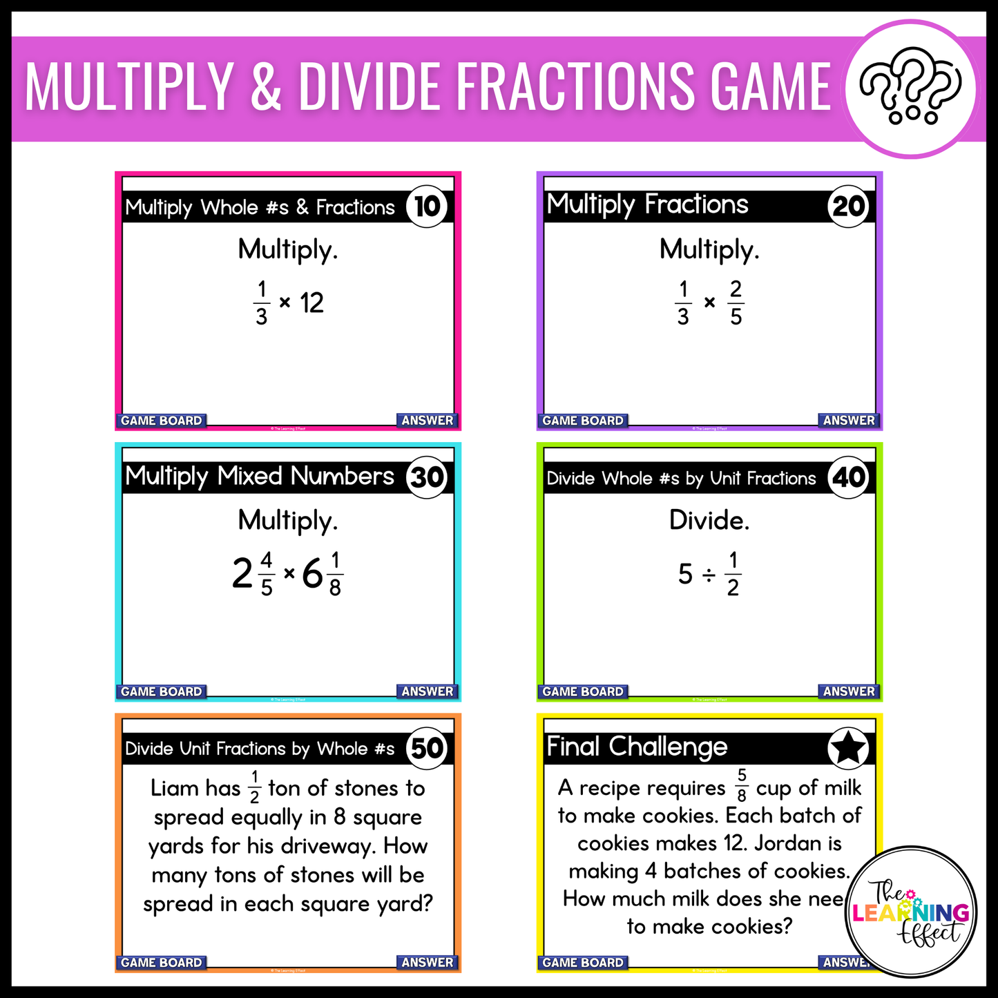5th Grade Math Fractions Game Shows BUNDLE | Test Prep Review Activities
