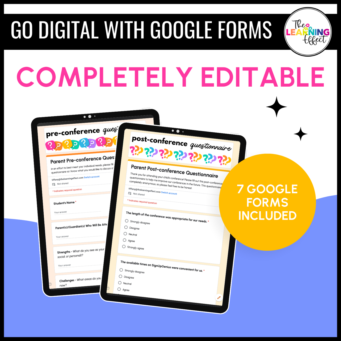 Parent Teacher Conference Forms | Student Led Conferences | Editable Templates