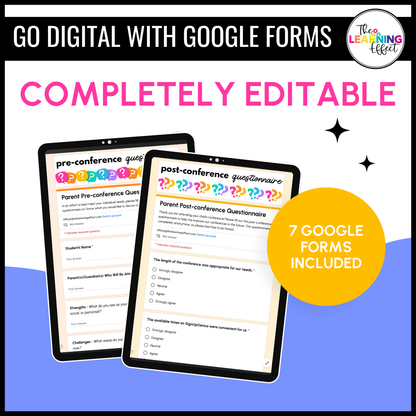 Parent Teacher Conference Forms | Student Led Conferences | Editable Templates