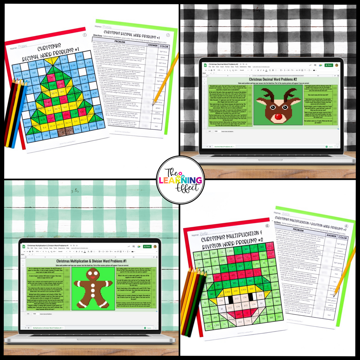 Holiday Math Color by Number and Pixel Art BUNDLE | Print and Digital Activities
