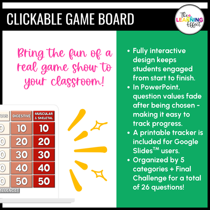 Human Body Systems Game Show | Science Review Test Prep Activity
