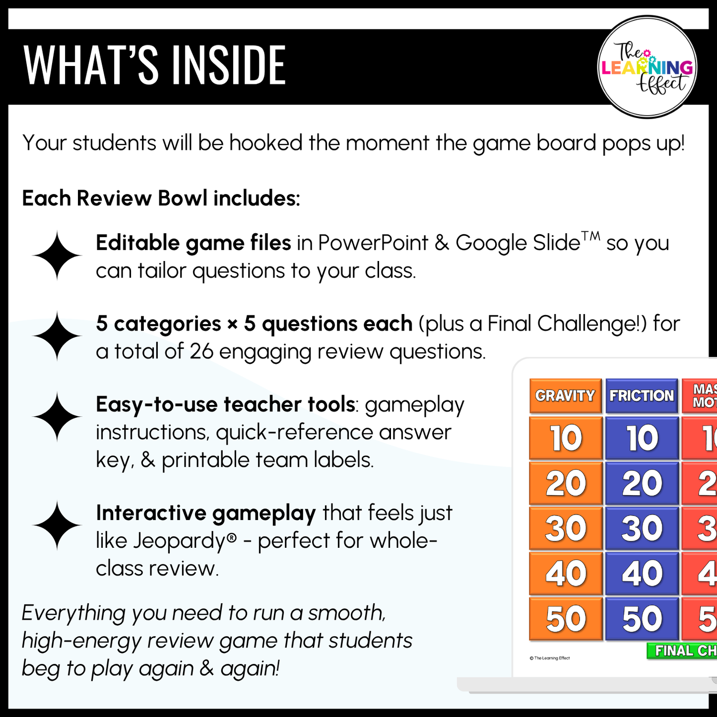 Force and Motion Game Show | Science Review Test Prep Activity