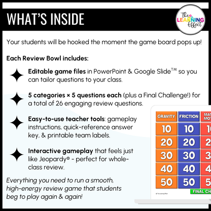 Force and Motion Game Show | Science Review Test Prep Activity