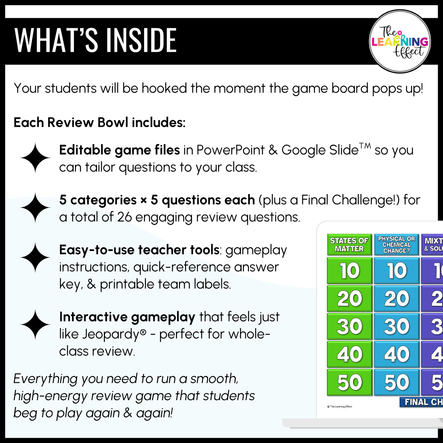 Matter Game Show | Science Review Test Prep Activity
