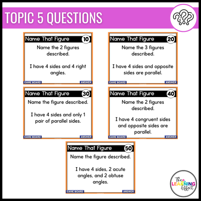 2D Shapes Geometry Game Show | 5th Grade Math Test Prep Activity