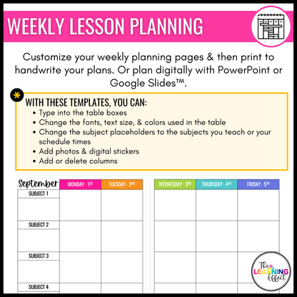 Editable Weekly Lesson Plan Templates 2026 | Teacher Planner Pages and Forms