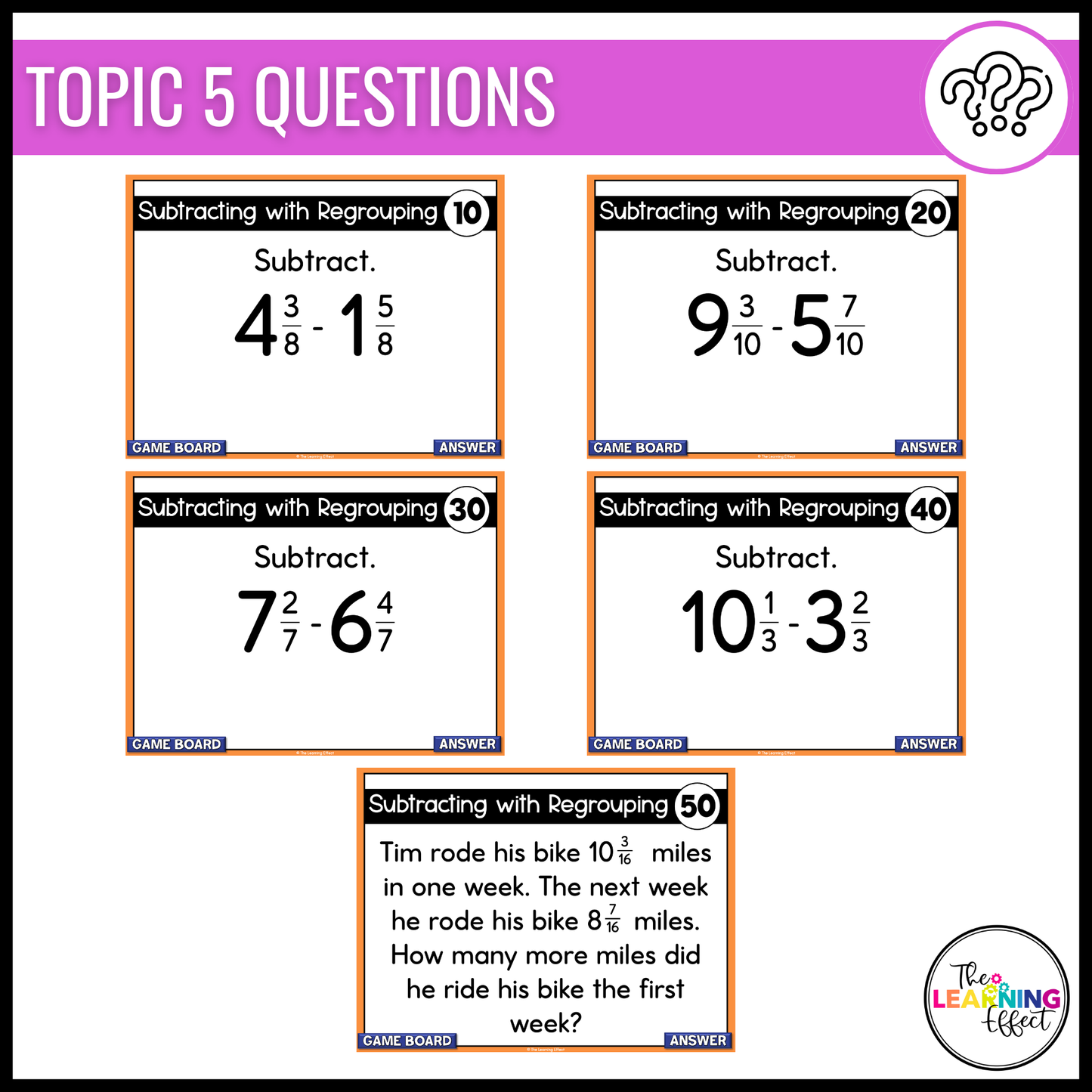 Adding and Subtracting Fractions Game Show | 5th Grade Math Test Prep Activity
